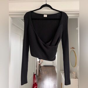 Abercrombie & Fitch Abercrombie LuxeLoft Slim Wrap Sweater black size M